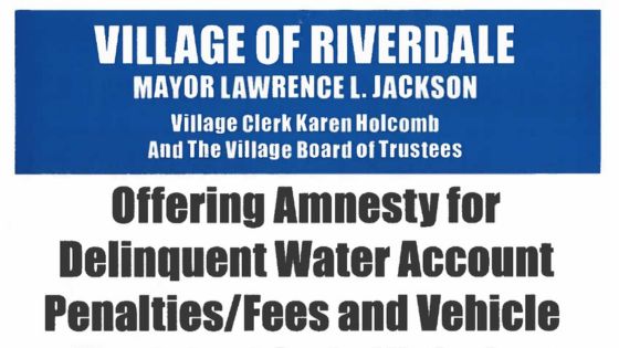 Offering Amnesty for Delinquent Water Account Penalties/Fees and Vehicle & Municipal Code Violations.