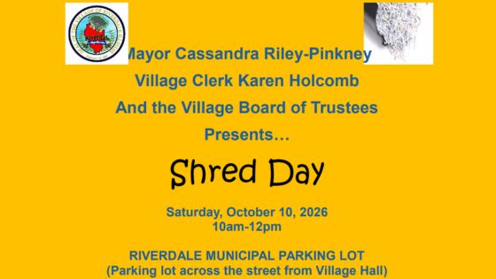 Village of Riverdale Community Shred Day – October 10, 2026